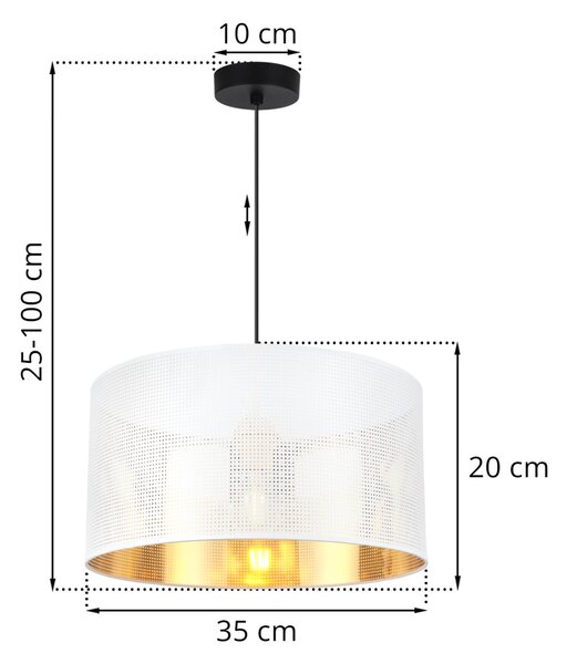 Závěsné svítidlo Asti0, 1x bílé PVC stínítko, (fi 35cm), g, b