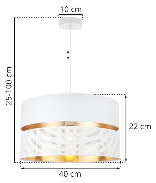 Závěsné svítidlo Asti, 1x PVC/bílé textilní stínítko, (fi 40cm), g, w