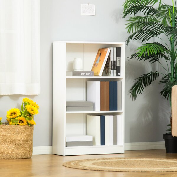 HOMCOM Knihařství s 3 úložnými prostory pro knihy, CD a rostliny do obývacího pokoje, pracovny nebo ložnice 62,2x24x102,4 cm Bílá | Aosom