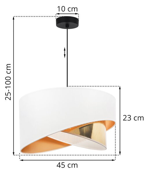 Závěsné svítidlo Asti Duo2, 1x PVC/bílé textilní stínítko, (fi 45cm), g, b