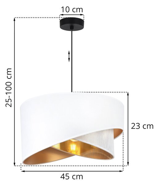 Závěsné svítidlo Asti Duo, 1x PVC/bílé textilní stínítko, (fi 45cm), g, b