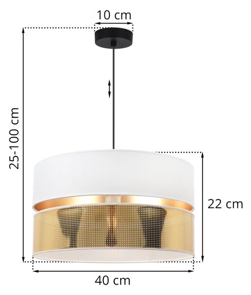 Závěsné svítidlo Asti2, 1x PVC/bílé textilní stínítko, (fi 40cm), g, b