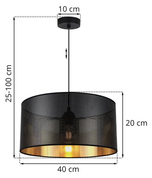 Závěsné svítidlo Asti0, 1x černé PVC stínítko, (fi 40cm), g, b