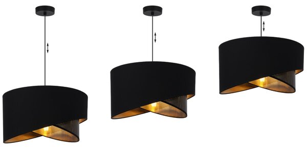 Závěsné svítidlo Asti Duo, 1x PVC/černé textilní stínítko, (fi 45cm), g, b