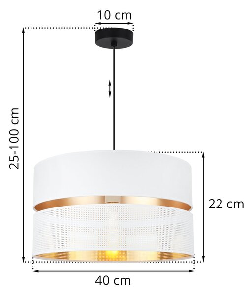 Závěsné svítidlo Asti, 1x PVC/bílé textilní stínítko, (fi 40cm), g, b