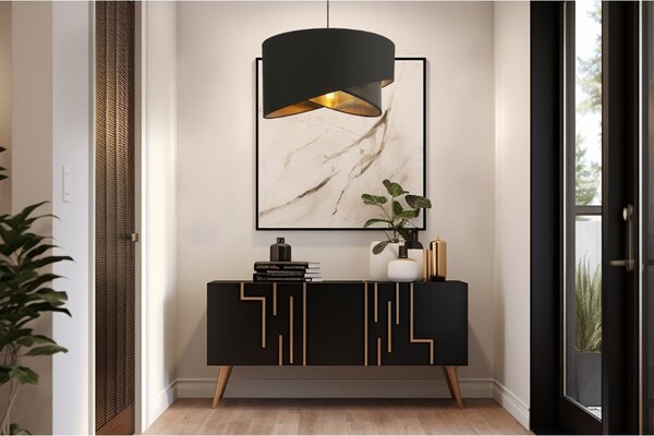 Závěsné svítidlo Asti Duo, 1x PVC/černé textilní stínítko, (fi 45cm), g, b
