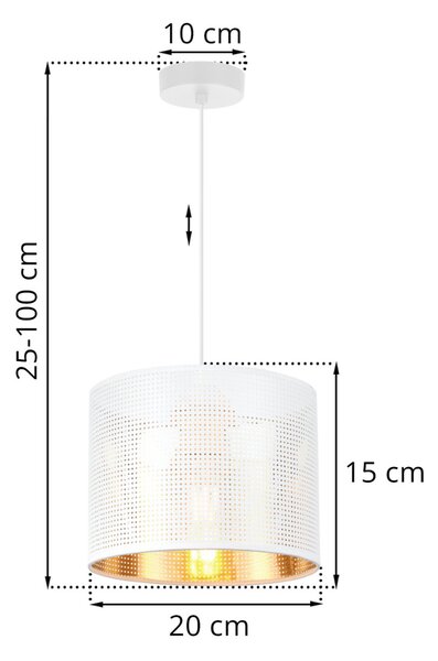 Závěsné svítidlo Asti0, 1x bílé PVC stínítko, (fi 20cm), g, w