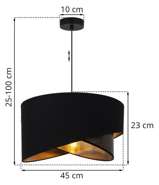 Závěsné svítidlo Asti Duo, 1x PVC/černé textilní stínítko, (fi 45cm), g, b