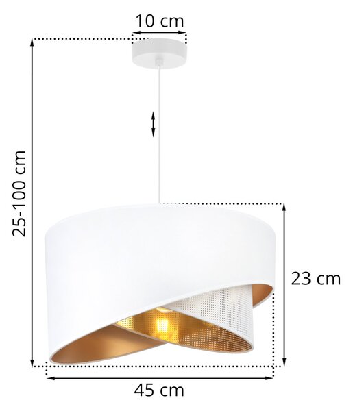 Závěsné svítidlo Asti Duo, 1x PVC/bílé textilní stínítko, (fi 45cm), g, w
