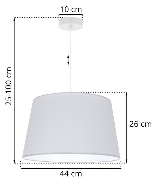 Závěsné svítidlo Gaja, 1x světle šedé textilní stínítko, (fi 44cm), w
