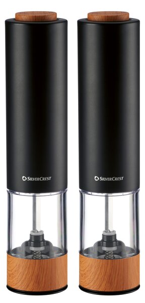 Silvercrest® Sada elektrických mlýnků na sůl nebo pepř, 2dílná, černá (800013127)