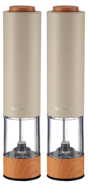 Silvercrest® Sada elektrických mlýnků na sůl nebo pepř, 2dílná, béžová (800013126)