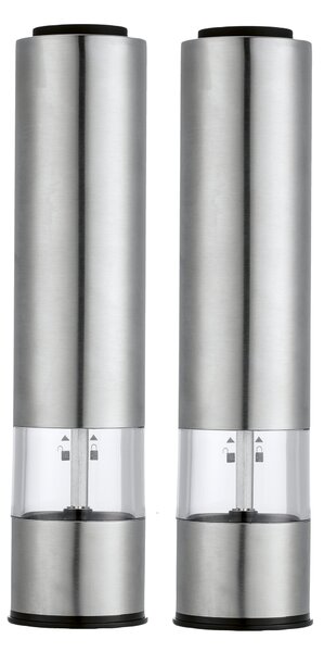 Silvercrest® Sada elektrických mlýnků na sůl nebo pepř, 2dílná, stříbrná (800013941)