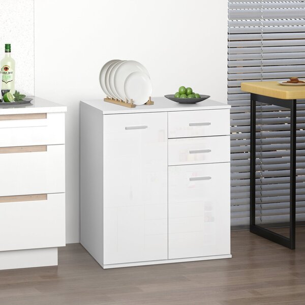 HOMCOM Konferenční skříňka Skladovací organizér s dvířky a zásuvkami 71x35x76cm pro jídelnu a obývací pokoj | Aosom