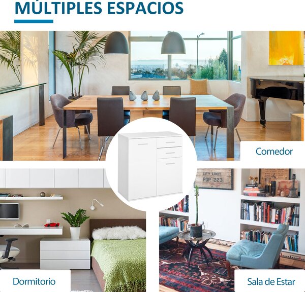 HOMCOM Konferenční skříňka Skladovací organizér s dvířky a zásuvkami 71x35x76cm pro jídelnu a obývací pokoj | Aosom