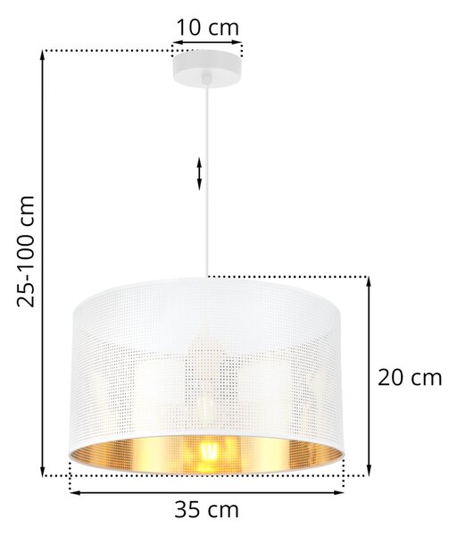 Závěsné svítidlo Asti0, 1x bílé PVC stínítko, (fi 35cm), g, w