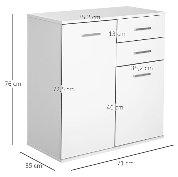 HOMCOM Konferenční skříňka Skladovací organizér s dvířky a zásuvkami 71x35x76cm pro jídelnu a obývací pokoj | Aosom