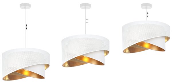 Závěsné svítidlo Asti Duo1, 1x PVC/bílé textilní stínítko, (fi 45cm), g, w