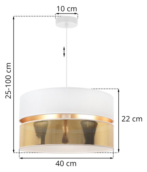 Závěsné svítidlo Asti2, 1x PVC/bílé textilní stínítko, (fi 40cm), g, w