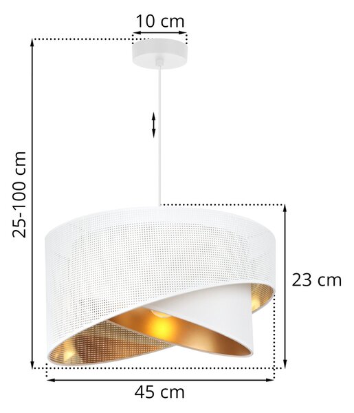 Závěsné svítidlo Asti Duo1, 1x PVC/bílé textilní stínítko, (fi 45cm), g, w