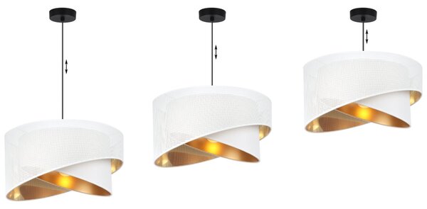 Závěsné svítidlo Asti Duo1, 1x PVC/bílé textilní stínítko, (fi 45cm), g, b