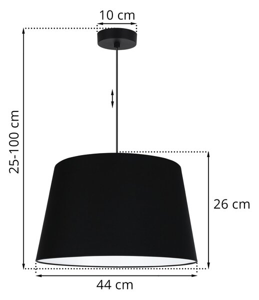Závěsné svítidlo Gaja, 1x černé textilní stínítko, (fi 44cm), b