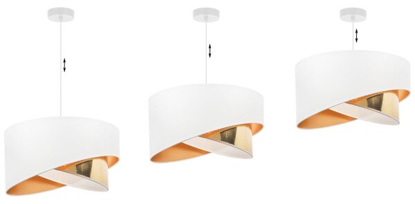 Závěsné svítidlo Asti Duo2, 1x PVC/bílé textilní stínítko, (fi 45cm), g, w