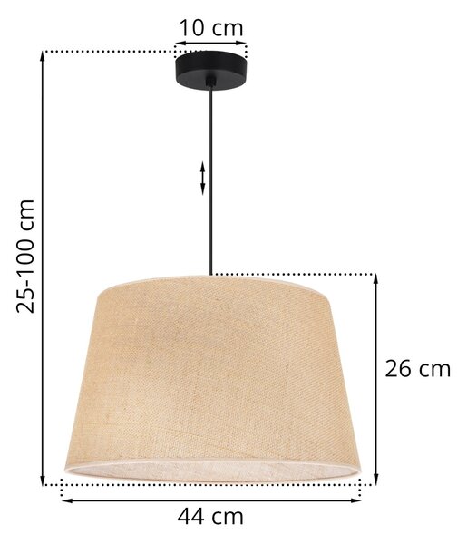 Závěsné svítidlo Juta, 1x jutové stínítko, (fi 44cm), b