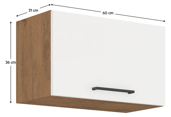 KONDELA Horní skříňka, dub lancelot / bílá extra vysoký lesk HG, VEGA 60 GU-36 1F
