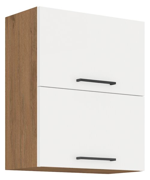 Horní skříňka, dub lancelot / bílá extra vysoký lesk HG, VEGA 60 GU-72 2F