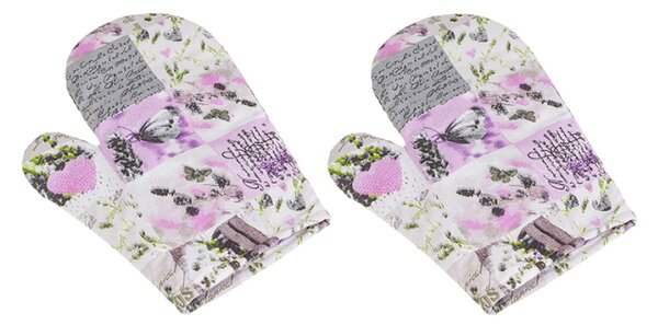 Bellatex Kuchyňská chňapka 2ks 28x18 cm Patchwork Lila, Šedá, Bílá