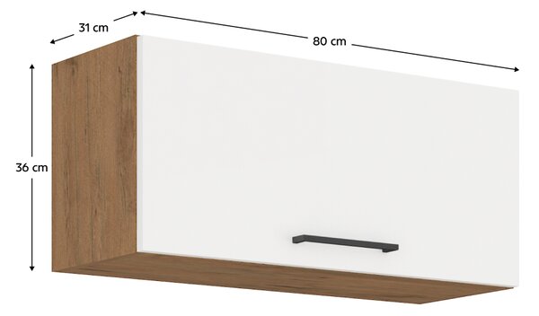 KONDELA Horní skříňka, dub lancelot / bílá extra vysoký lesk HG, VEGA 80 GU-36 1F