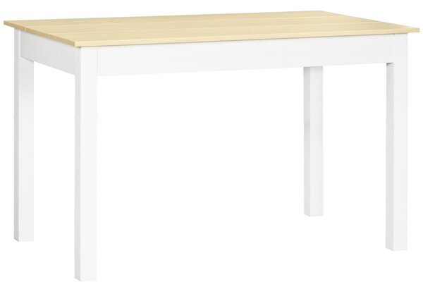 HOMCOM Jednoduchý Jídelní Stůl pro 4-6 Osob, Obdélníkový Moderní Kuchyňský Stůl s Dřevěnou Melaminovou Deskou, Nosnost 50 kg, Dub a Bílá | Aosom