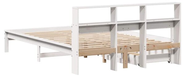 Postel s knihovnou bez matrace bílá 140x190 cm masivní borovice 3309822