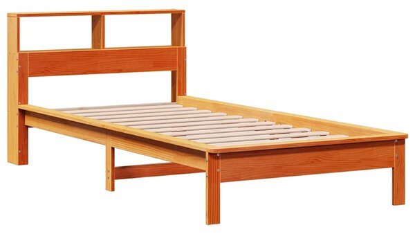 Postel s knihovnou bez matrace hnědá 90x200 cm masivní borovice 3309820