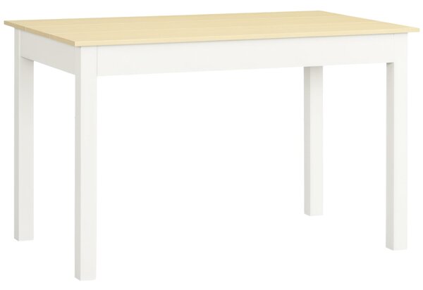 HOMCOM Jednoduchý Jídelní Stůl pro 4-6 Osob, Obdélníkový Moderní Kuchyňský Stůl s Dřevěnou Melaminovou Deskou, Nosnost 50 kg, Dub a Bílá | Aosom