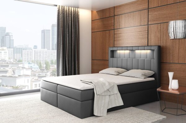 Boxspring postel Alova 160×200 s LED osvětlením - výběr barev + topper ZDARMA