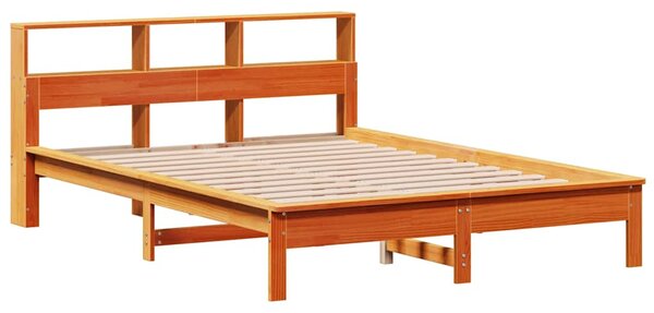 Postel s knihovnou bez matrace hnědá 120x200 cm masiv borovice 3309814