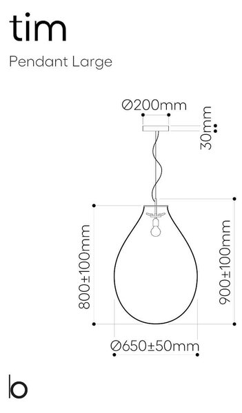 Bomma Tim E27 skleněné závěsné svítidlo ⌀650mmČerná