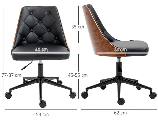 Vinsetto Otočná kancelářská židle - ergonomická židle potažená PU kůží s výškově nastavitelnou funkci houpání pro obývací pokoj, ložnici a kancelář 53