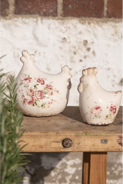 Dekorace vintage kohoutek s růžemi Rose – 9x6x11 cm