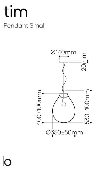 Bomma Tim E27 skleněné závěsné svítidlo ⌀650mmČerná