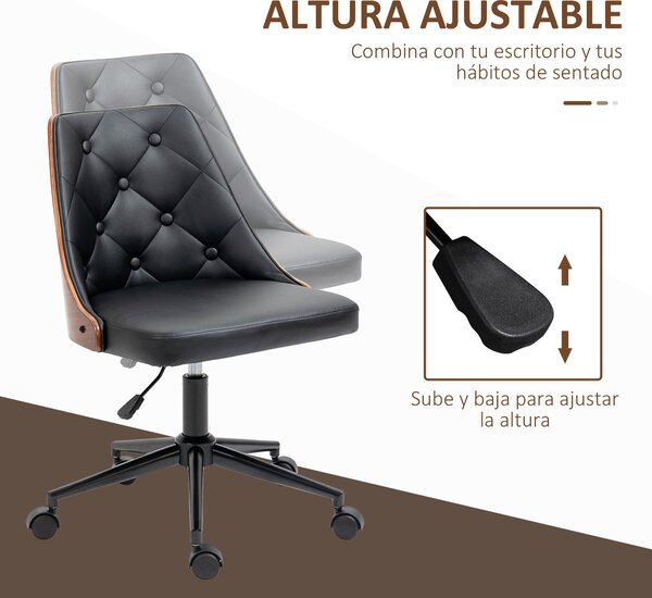 Vinsetto Otočná kancelářská židle - ergonomická židle potažená PU kůží s výškově nastavitelnou funkci houpání pro obývací pokoj, ložnici a kancelář 53