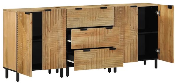 3 kusy příborníků hnědé 60x33x75 cm Masivní dřevo Mango 3310005