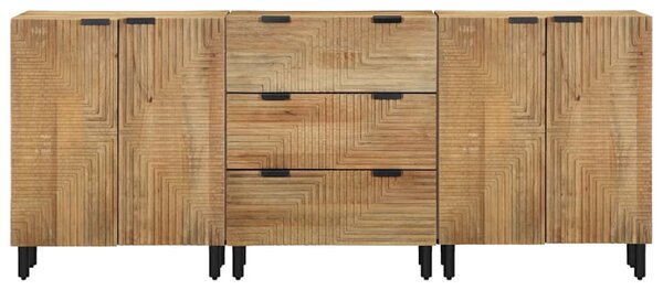 3 kusy příborníků hnědé 60x33x75 cm Masivní dřevo Mango 3310005
