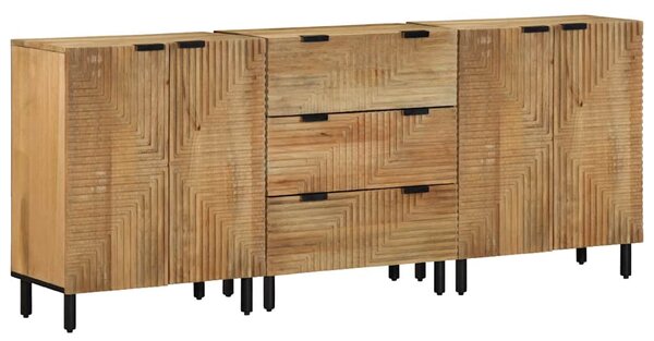 3 kusy příborníků hnědé 60x33x75 cm Masivní dřevo Mango 3310005