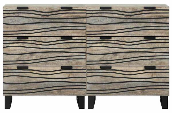 Sestava komody 2 ks Bílá 120 x 33 x 75 cm Masivní mangové dřevo 3310046