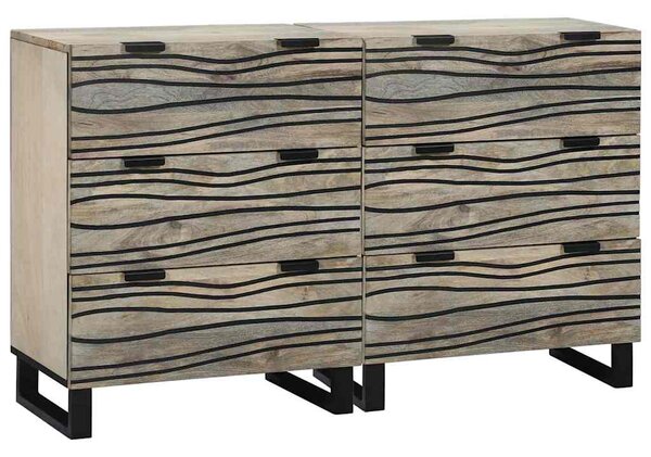 Sestava komody 2 ks Bílá 120 x 33 x 75 cm Masivní mangové dřevo 3310046