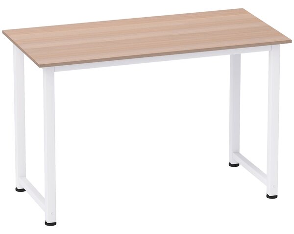 HOMCOM Moderní pracovní stůl se železnou konstrukcí a nastavitelnými nohami 120x60x76 cm Bílý a přírodní | Aosom