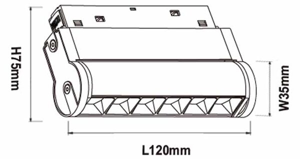 Alex Deep LED svítidlo pro 48V lištu natáčecí 120mm - 6W